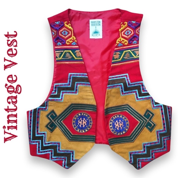 Hairston Roberson Ropa Southwest Vest. Vintage Boho - Picture 5 of 16